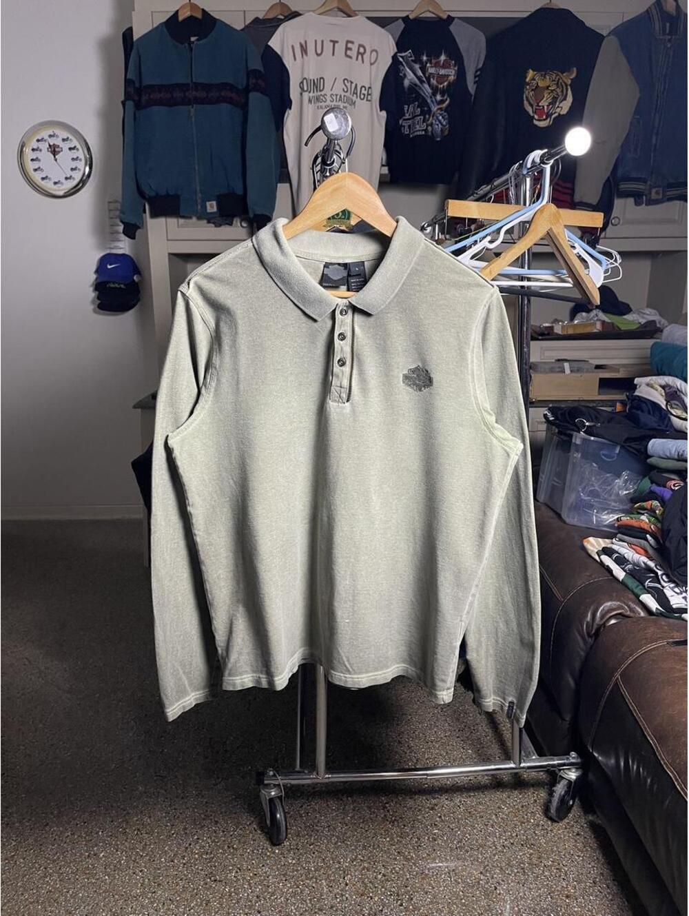 Harley Davidson Faded Polo Long Sleeve Shirt